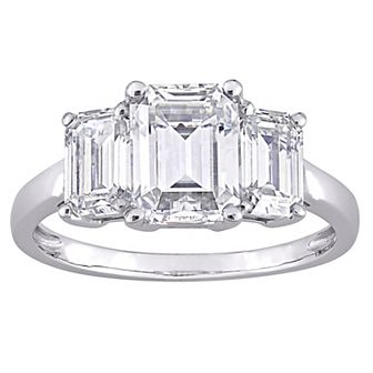 Stella Grace 10k White Gold 2 9/10 Carat T.W. Lab-Created Moissanite 3-Stone Engagement Ring