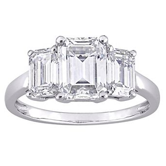 Stella Grace 10k White Gold 2 9/10 Carat T.W. Lab-Created Moissanite 3-Stone Engagement Ring