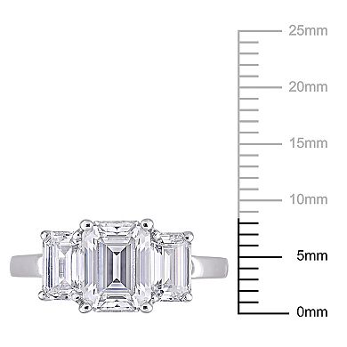 Stella Grace 10k White Gold 2 9/10 Carat T.W. Lab-Created Moissanite 3-Stone Engagement Ring