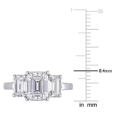 Stella Grace 10k White Gold 2 9/10 Carat T.W. Lab-Created Moissanite 3-Stone Engagement Ring