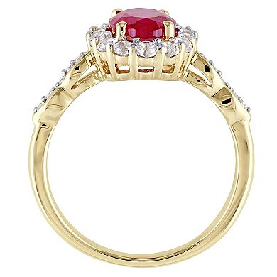 Stella Grace 14k Gold Lab-Created Ruby, White Topaz & Diamond Accent Vintage Ring