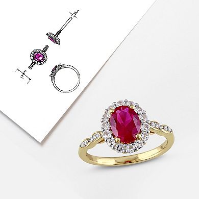 Stella Grace 14k Gold Lab-Created Ruby, White Topaz & Diamond Accent Vintage Ring