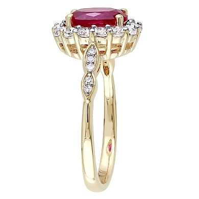 Stella Grace 14k Gold Lab-Created Ruby, White Topaz & Diamond Accent Vintage Ring