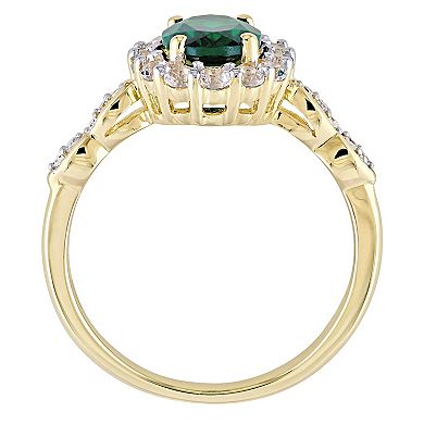 Stella Grace 14k Gold Lab-Created Emerald, White Topaz and Diamond Accent Vintage Ring