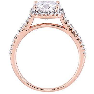 Stella Grace 14k Rose Gold 2 Carat T.W. Lab-Created Moissanite & 1/4 carat T.W Diamond Halo Engagement Ring