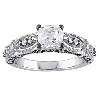 Stella Grace 10k White Gold Lab-Created White Sapphire & Diamond Accent Filigree Engagement Ring
