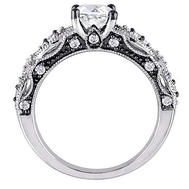 Stella Grace 10k White Gold Lab-Created White Sapphire & Diamond Accent Filigree Engagement Ring