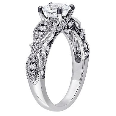 Stella Grace 10k White Gold Lab-Created White Sapphire & Diamond Accent Filigree Engagement Ring