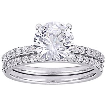 Stella Grace 10k White Gold Lab-Created White Sapphire Engagement Ring Set
