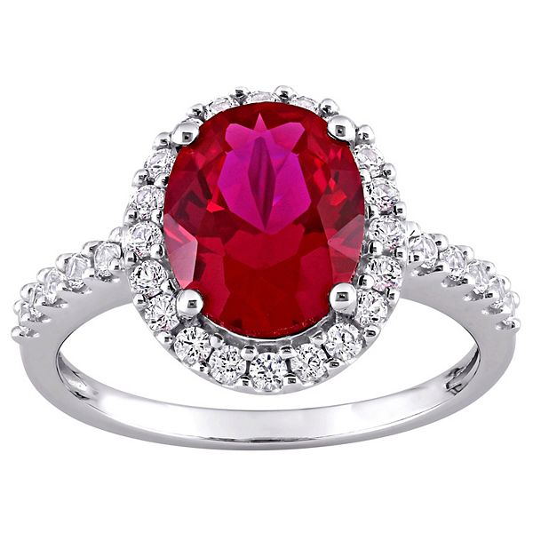 Stella Grace 10k White Gold Lab-Created Ruby & Lab-Created White ...