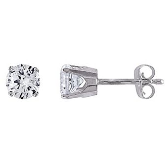 Stella Grace 10k White Gold Lab-Created White Sapphire Solitaire Earrings