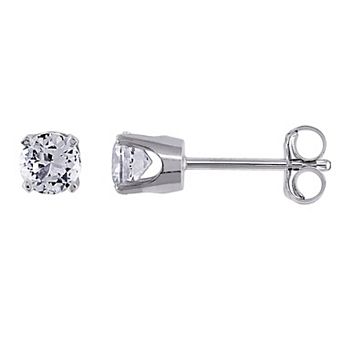 Stella Grace 10k White Gold Lab-Created White Sapphire Solitaire Stud Earrings