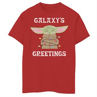 Boys 8-20 Star Wars The Mandalorian Christmas Child Galaxy's Greetings Graphic Tee