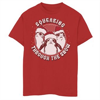 Boys 6-20 Star Wars Porg Squeaking Through Snow Christmas Graphic Tee