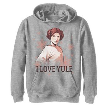 Boys 8-20 Star Wars Leia I Love Yule Christmas Snowflake Graphic Fleece Hoodie