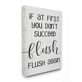 Stupell Home Decor If You Don't Succeed Flush Again Canvas Wall Art