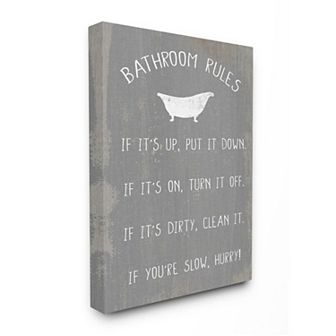 Stupell Home Decor Countryside Bathroom Rules Canvas Wall Art