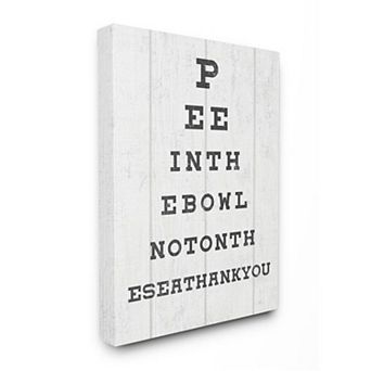 Stupell Home Decor Bathroom Eye Chart Pee In the Bowl Canvas Wall Art