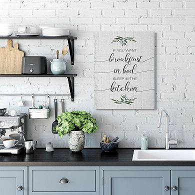 Stupell Home Decor For Breakfast in Bed Sleep In Kitchen Canvas Wall Art