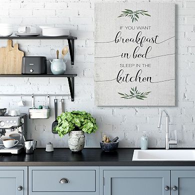 Stupell Home Decor For Breakfast in Bed Sleep In Kitchen Canvas Wall Art