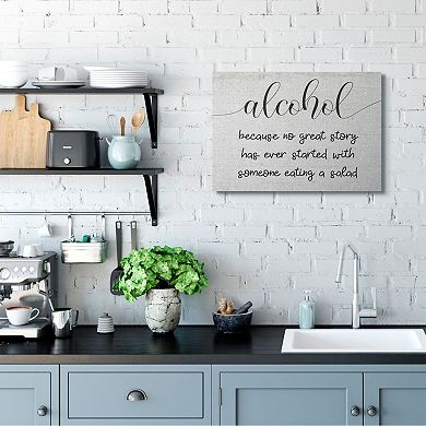 Stupell Home Decor Alcohol Because No Great Story Has Salad Canvas Wall Art
