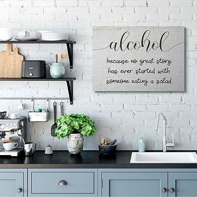 Stupell Home Decor Alcohol Because No Great Story Has Salad Canvas Wall Art