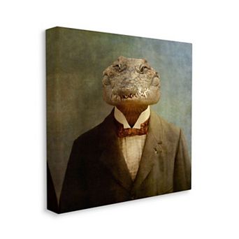 Stupell Home Decor Alligator in Business Suit Men's Fashion Reptile Canvas Wall Art