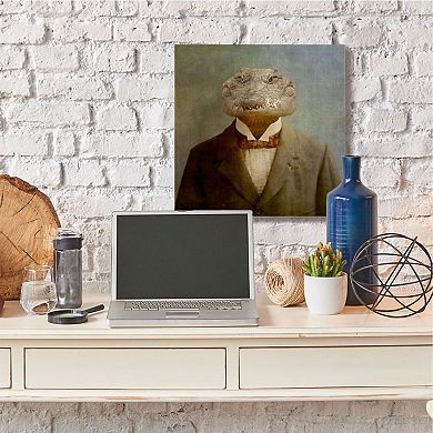 Stupell Home Decor Alligator in Business Suit Men's Fashion Reptile Canvas Wall Art