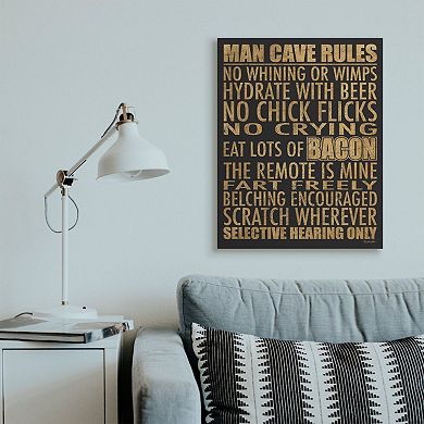 Boys Stupell Home Decor Man Cave Rules with Rustic Distressed Text Canvas Wall Art