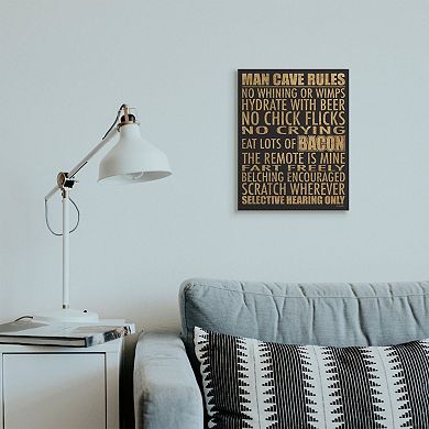 Boys Stupell Home Decor Man Cave Rules with Rustic Distressed Text Canvas Wall Art