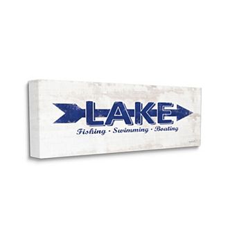 Stupell Home Decor Lake Directional Arrow Sign With Water Activities Canvas Wall Art