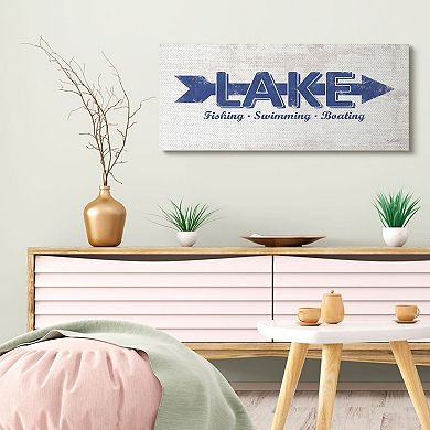 Stupell Home Decor Lake Directional Arrow Sign With Water Activities Canvas Wall Art