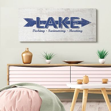Stupell Home Decor Lake Directional Arrow Sign With Water Activities Canvas Wall Art