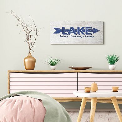 Stupell Home Decor Lake Directional Arrow Sign With Water Activities Canvas Wall Art