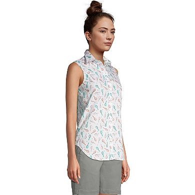 Petite Lands' End No-Iron Supima Cotton Sleeveless Shirt