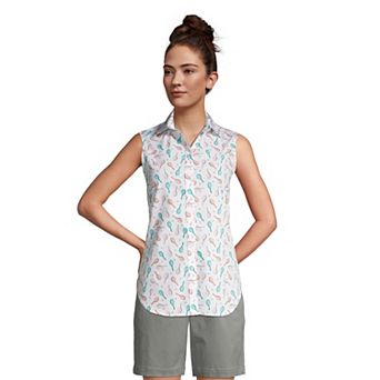 Petite Lands' End No-Iron Supima Cotton Sleeveless Shirt