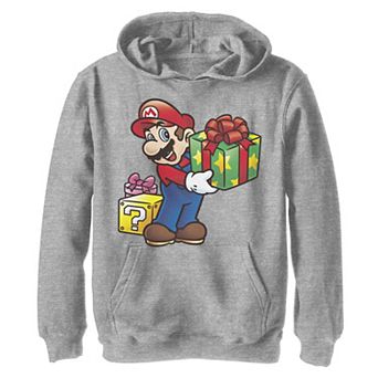 Boys 8-20 Nintendo Super Mario Wrapped Christmas Presents Graphic Fleece Hoodie