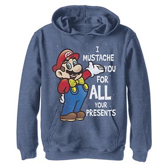 Boys 8-20 Super Mario Bros. I Mustache You For All Your Presents Graphic Fleece Hoodie