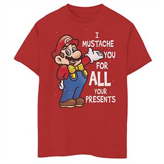 Boys 8-20 Super Mario Bros. I Mustache You For All Your Presents Graphic Tee