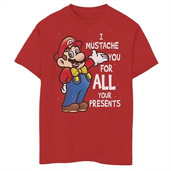 Boys 8-20 Super Mario Bros. I Mustache You For All Your Presents Graphic Tee