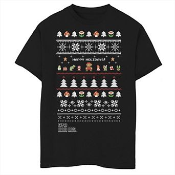 Boys 8-20 Nintendo Super Mario Characters Group Ugly Christmas Graphic Tee