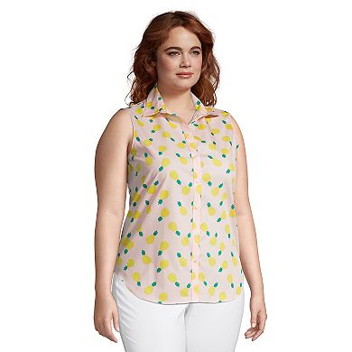Plus Size Lands' End No-Iron Supima Cotton Sleeveless Shirt