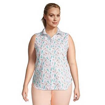 Plus Size Lands' End No-Iron Supima Cotton Sleeveless Shirt