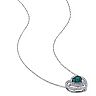 Stella Grace 10k White Gold 1/5 Carat T.W Diamond & Lab-Created Emerald Heart Shaped Pendant Necklace