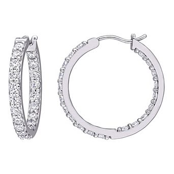 Stella Grace 10k White Gold Lab-Created Moissanite Hoop Earrings