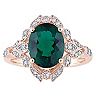 Stella Grace 10k Rose Gold Lab-Created Emerald & 1/5 Carat T.W Diamond Vintage Cocktail Ring