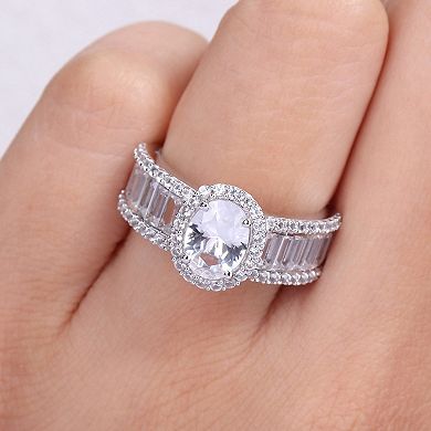 Stella Grace 10k White Gold Lab-Created White Sapphire Oval Engagement Ring