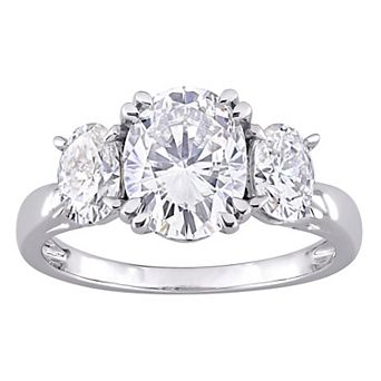 Stella Grace 10k White Gold Lab-Created Moissanite 3-Stone Engagement Ring