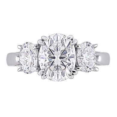 Stella Grace 10k White Gold Lab-Created Moissanite 3-Stone Engagement Ring