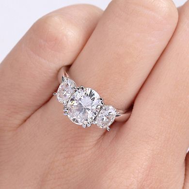 Stella Grace 10k White Gold Lab-Created Moissanite 3-Stone Engagement Ring